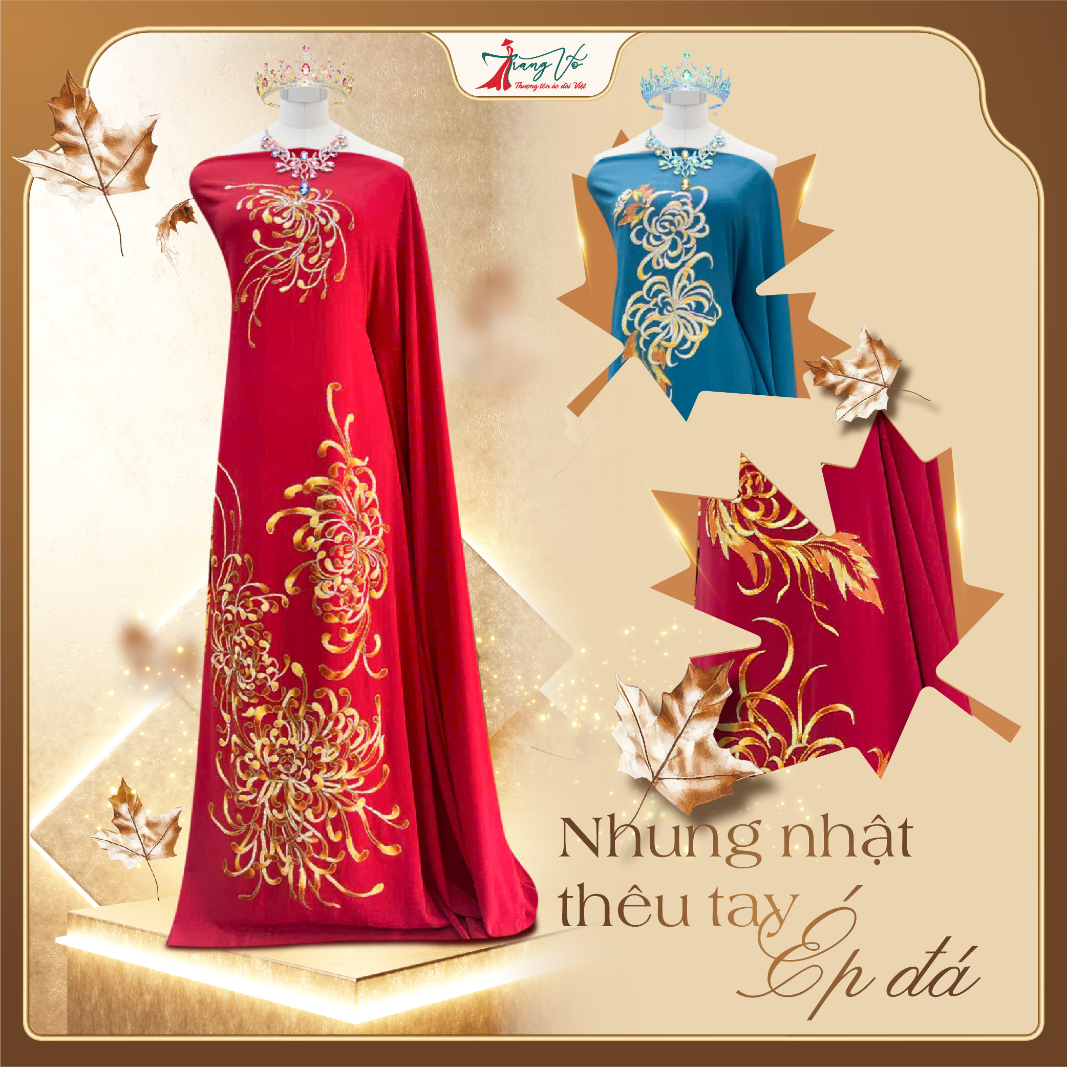 BST Mùa Thu Ánh Vàng Lung Linh - Vải Áo Dài Thiết Kế Cao Cấp | Áo Dài Trang Võ